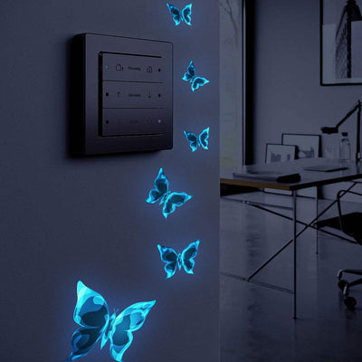 Blue luminous small butterfly wall stickers glowing on bedroom living room wall decor