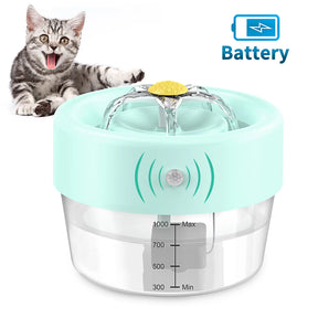 Cat Water Fountain, 1000Mah Battery Pet Water Fountain. Automatic Pet Drinking Fountain, Cat Fountain Blue 35 Oz