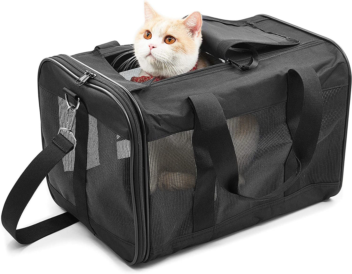 Soft-Sided Pet Travel Carrier for Cats and Small Dogs, Airline Approved, Collapsible and Durable, 17 lbs Max Capacity (Medium)