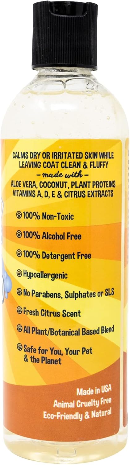 Refreshing Orange Citrus Shampoo - Deep Cleaning Coconut & Aloe Formula - Natural Soothing, Moisturizing Pet Wash for Dogs, Cats, Puppies - Tear-Free (17 Fl Oz)