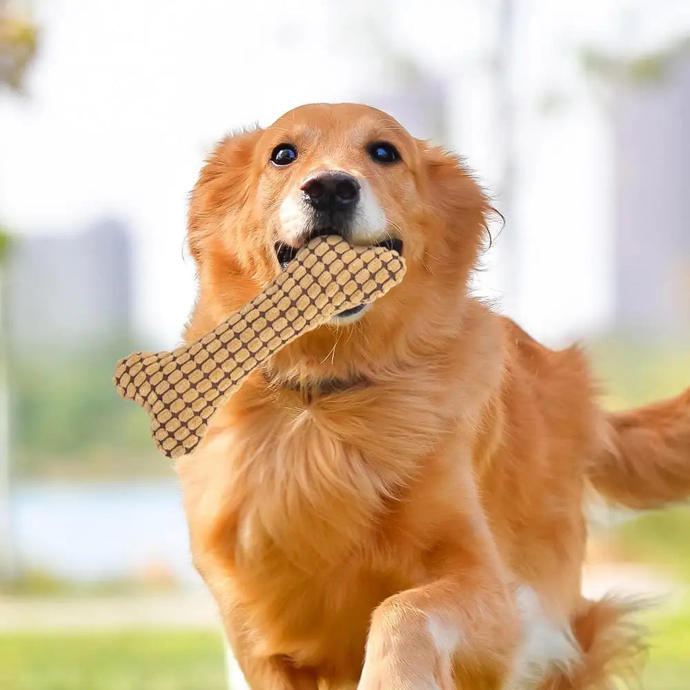 1pc Dog Squeaky Toys Bones Plush Dogs Chew Toy for Small Medium Breed Puppy Aggressive Chewer Pets Puppy Playing Cleaning Teeth