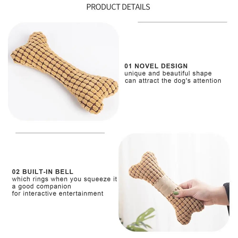 1pc Dog Squeaky Toys Bones Plush Dogs Chew Toy for Small Medium Breed Puppy Aggressive Chewer Pets Puppy Playing Cleaning Teeth