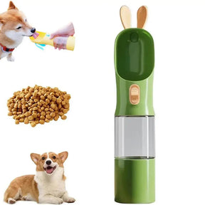 Dog Travel Bottles 2-in-1 Dog Cat Bottle with Food Container Cartoon Puppy Drinker Portable Pet Feeders Travel Food Dispenser