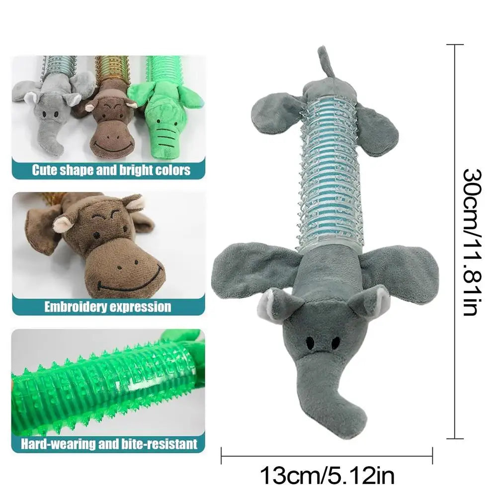 Stuffed Chew Dog Toys Animal Shaped Chewing Puppy Sound Squeaker Plush Self-Play Puppy Squeeze Grunting Dog Toy For Small Medium