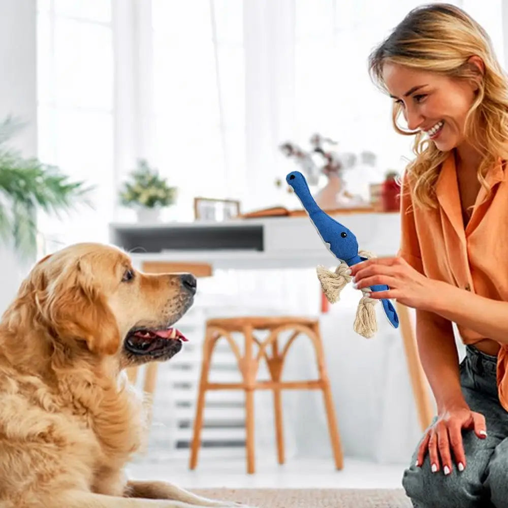 Pet Teething Toy Interactive Dog Chew Toy Cotton Rope Knot Dog Grinding Toys For Medium Dog Bite-Resistant Squeaky Dog Toy