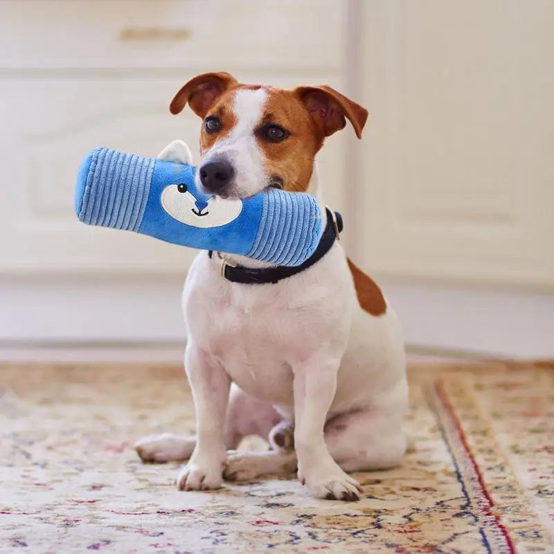 Puppy Chew Toys Plush Stuffed Animal Squeaky Toys Interactive Games Cylindrical Pillow Dog Squeakers Enrichment Pet Supplies For