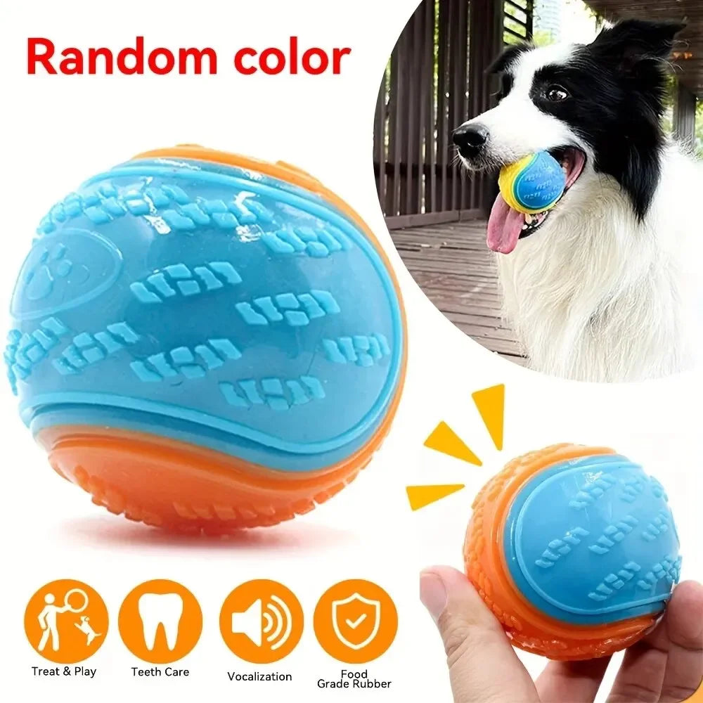 Durable crew ball dog toy for chewing and teeth grinding.