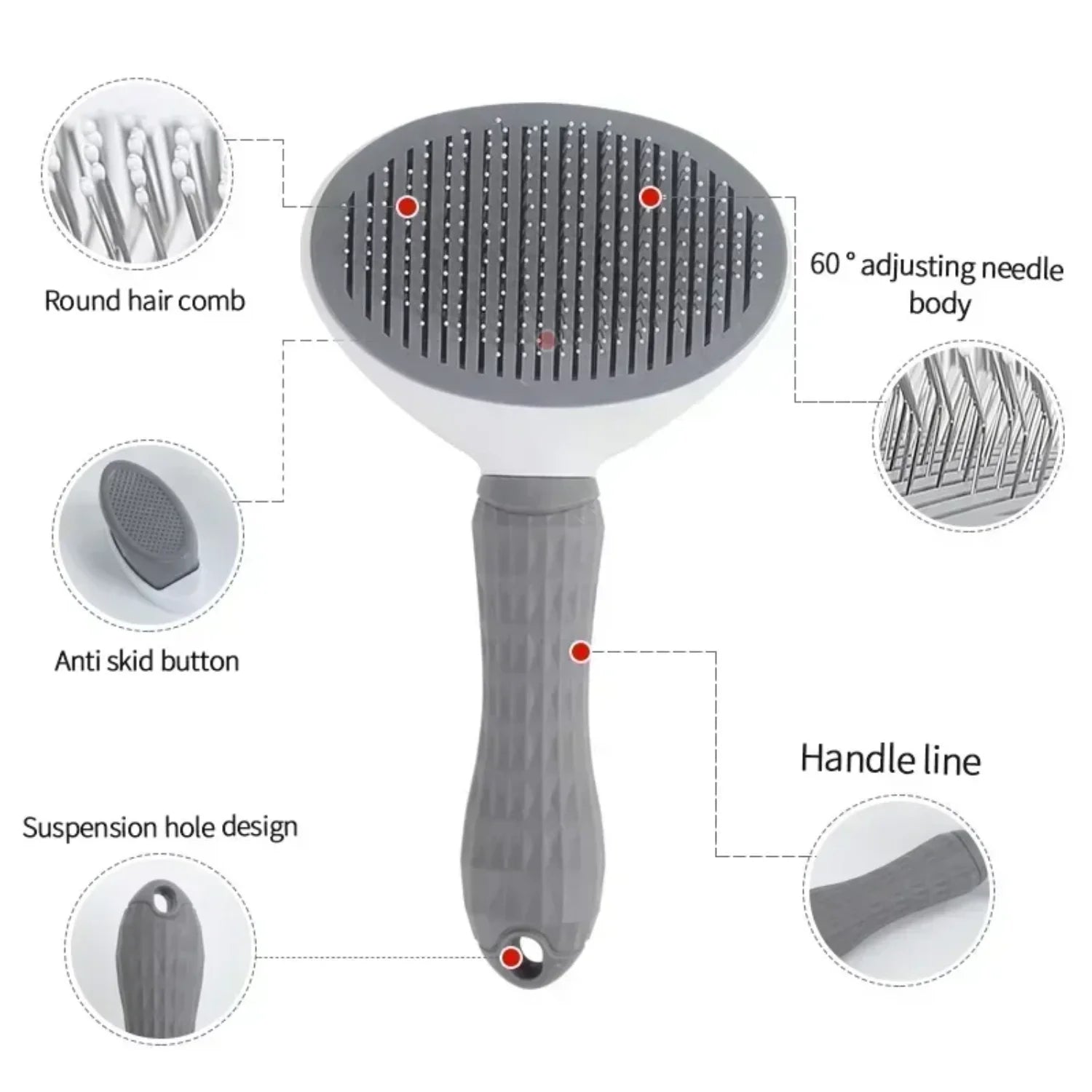 Non-Slip Grooming Brush  Dogs and Cats Pet Dog Grooming Equipment Hair Removal Brush Made of Stainless Steel Accessories Cat