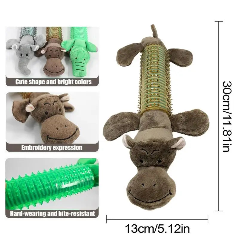 Stuffed Chew Dog Toys Animal Shaped Chewing Puppy Sound Squeaker Plush Self-Play Puppy Squeeze Grunting Dog Toy For Small Medium
