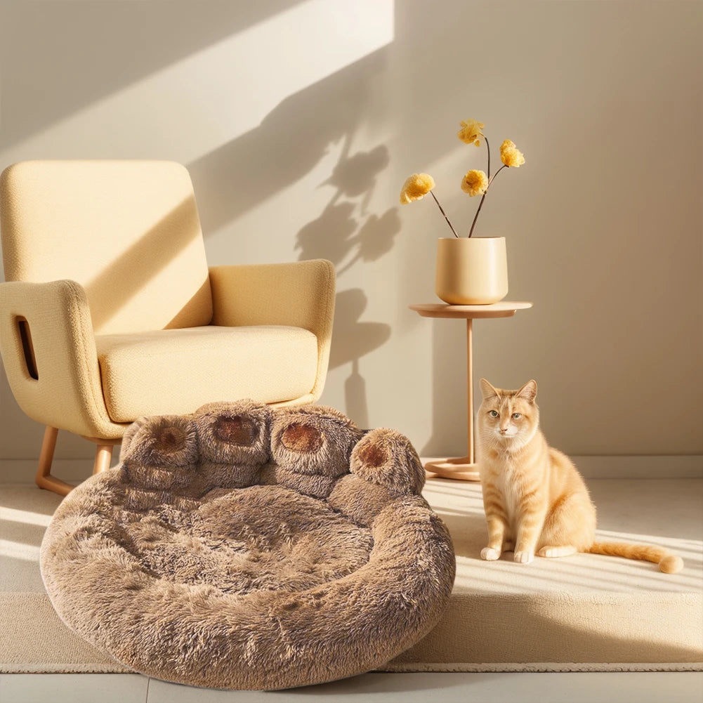 Luxury Dog Bed Paw Shape Plush Dog Mat Beds for Small Medium Large Dogs Kitten Supplies Pet Dog Calming Bed Washable Cushion