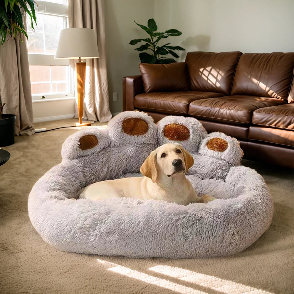 Luxury Dog Bed Paw Shape Plush Dog Mat Beds for Small Medium Large Dogs Kitten Supplies Pet Dog Calming Bed Washable Cushion