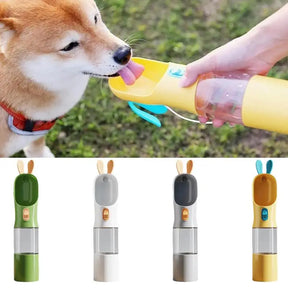 Dog Travel Bottles 2-in-1 Dog Cat Bottle with Food Container Cartoon Puppy Drinker Portable Pet Feeders Travel Food Dispenser