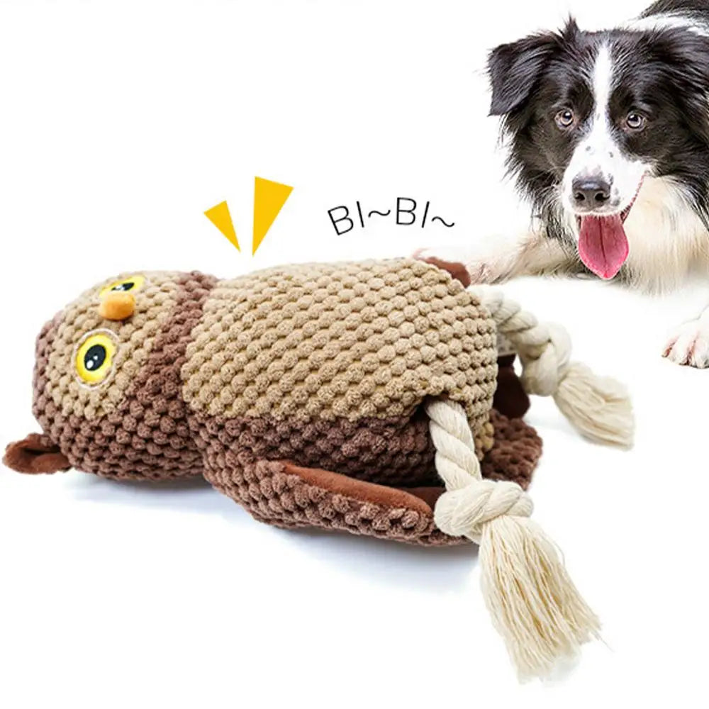 Owl Dog Toy Animals Chewing Toy Dog Toys Animals Chew Toy Interactive Soft Squeaky Puppy Toys for Small Medium Large Dogs Pet