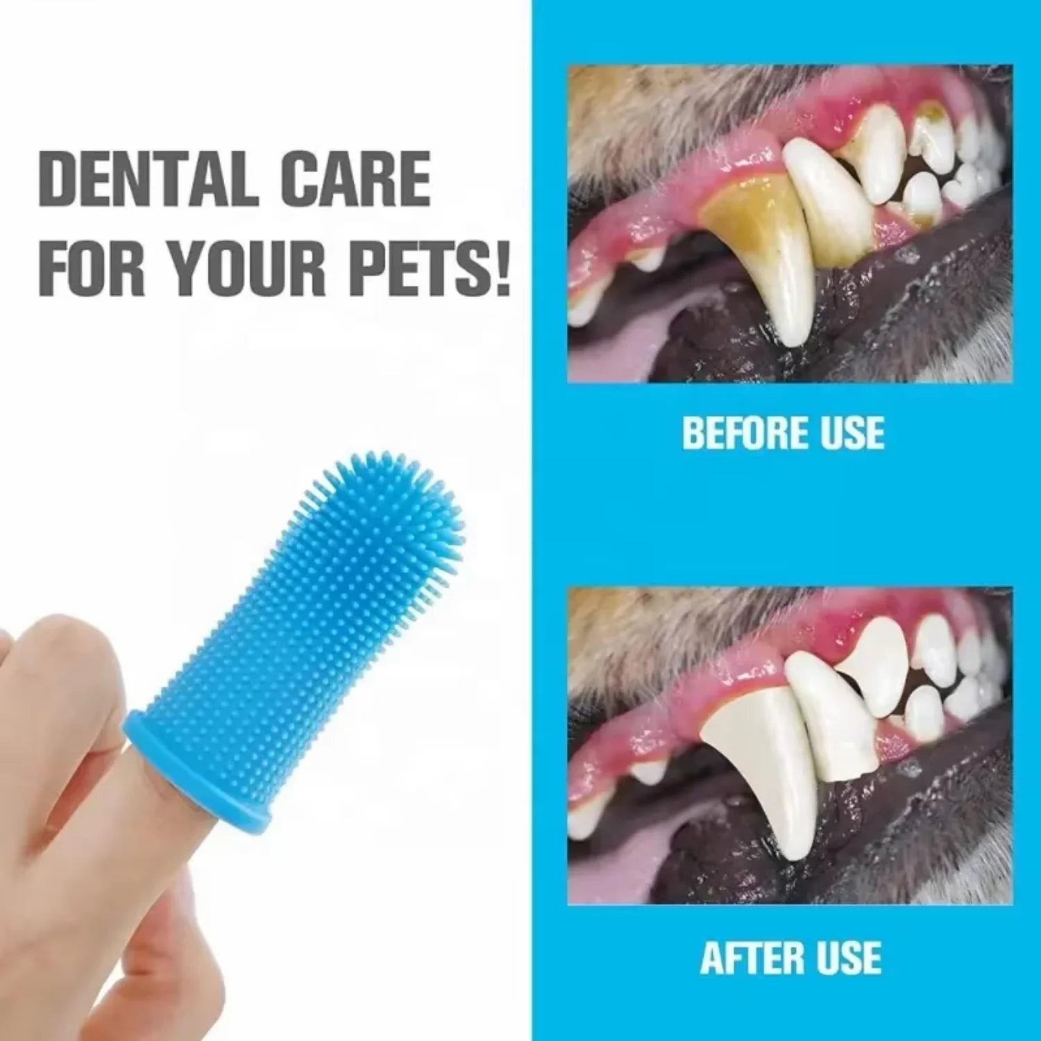 Silicone Dog Toothbrush Cleaning Tooth Ergonomic Dog Finger Brush with Surround Bristles