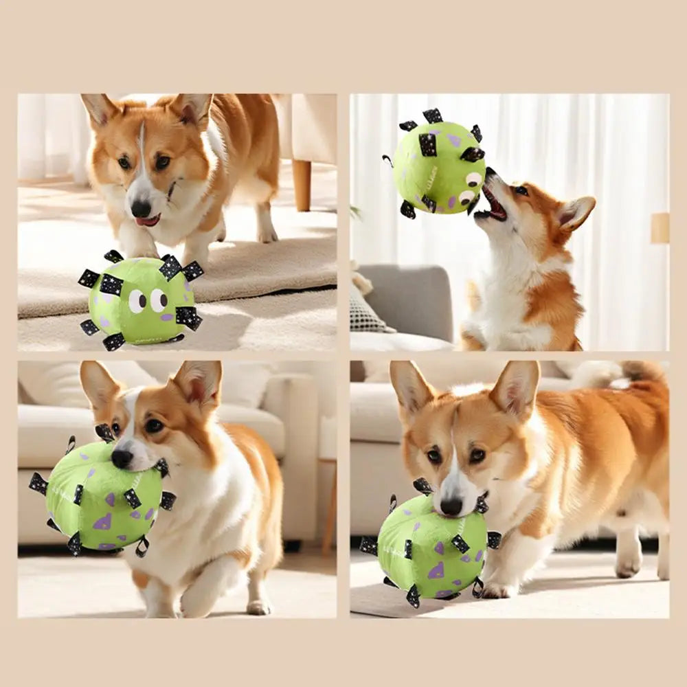 Dog Toy Plush Football Interactive Dog Toy Ball Built-in Bell Bite-Resistant Dog Training Special Ball Pet Ball Supplies