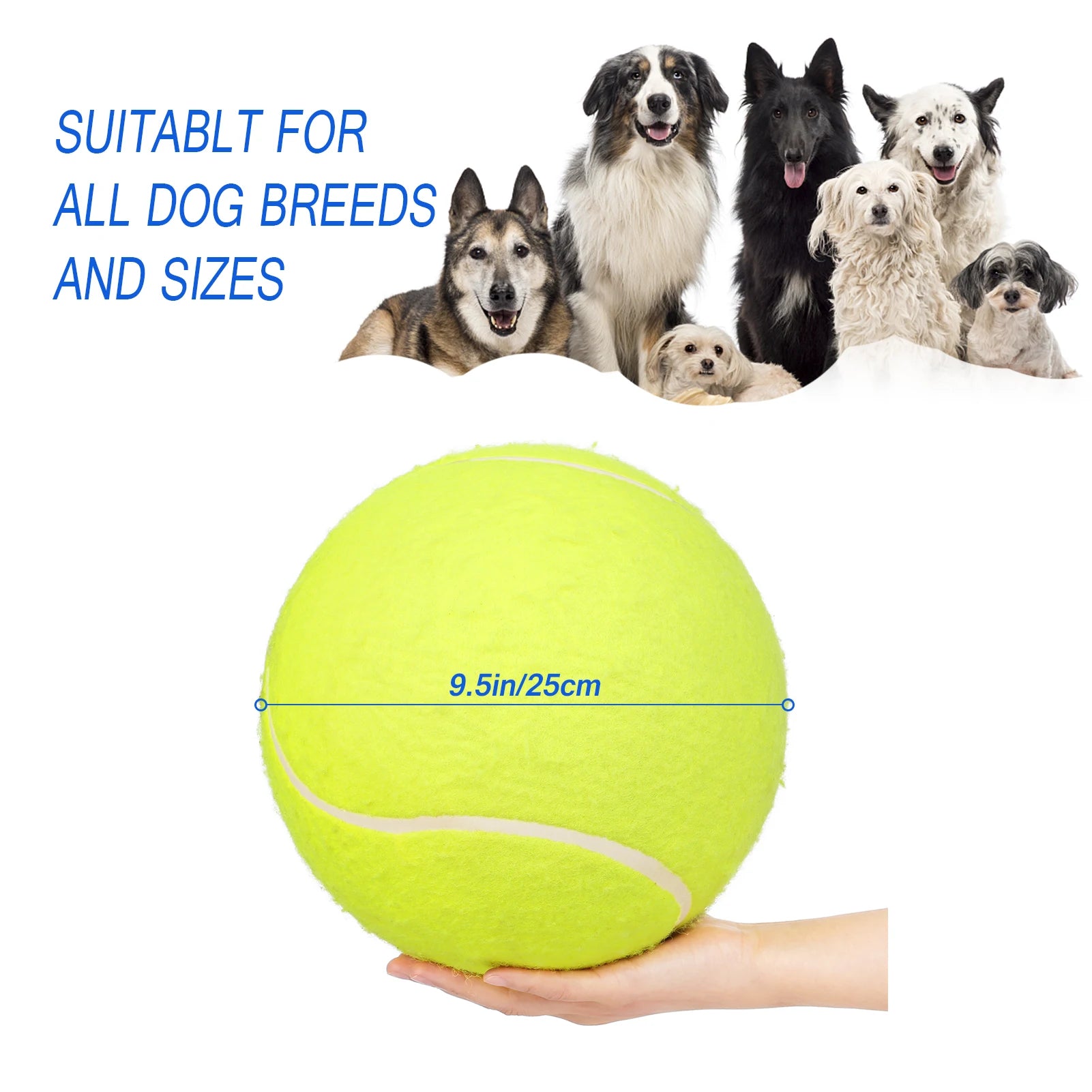 9.5 Inch Oversize Giant Tennis Balls Inflatable Tennis Ball Dog Toy Balls For Signature Children Adult Pets Dogs Cats Fun