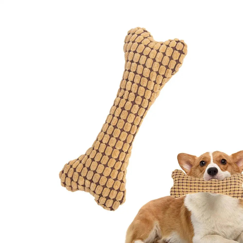 1pc Dog Squeaky Toys Bones Plush Dogs Chew Toy for Small Medium Breed Puppy Aggressive Chewer Pets Puppy Playing Cleaning Teeth