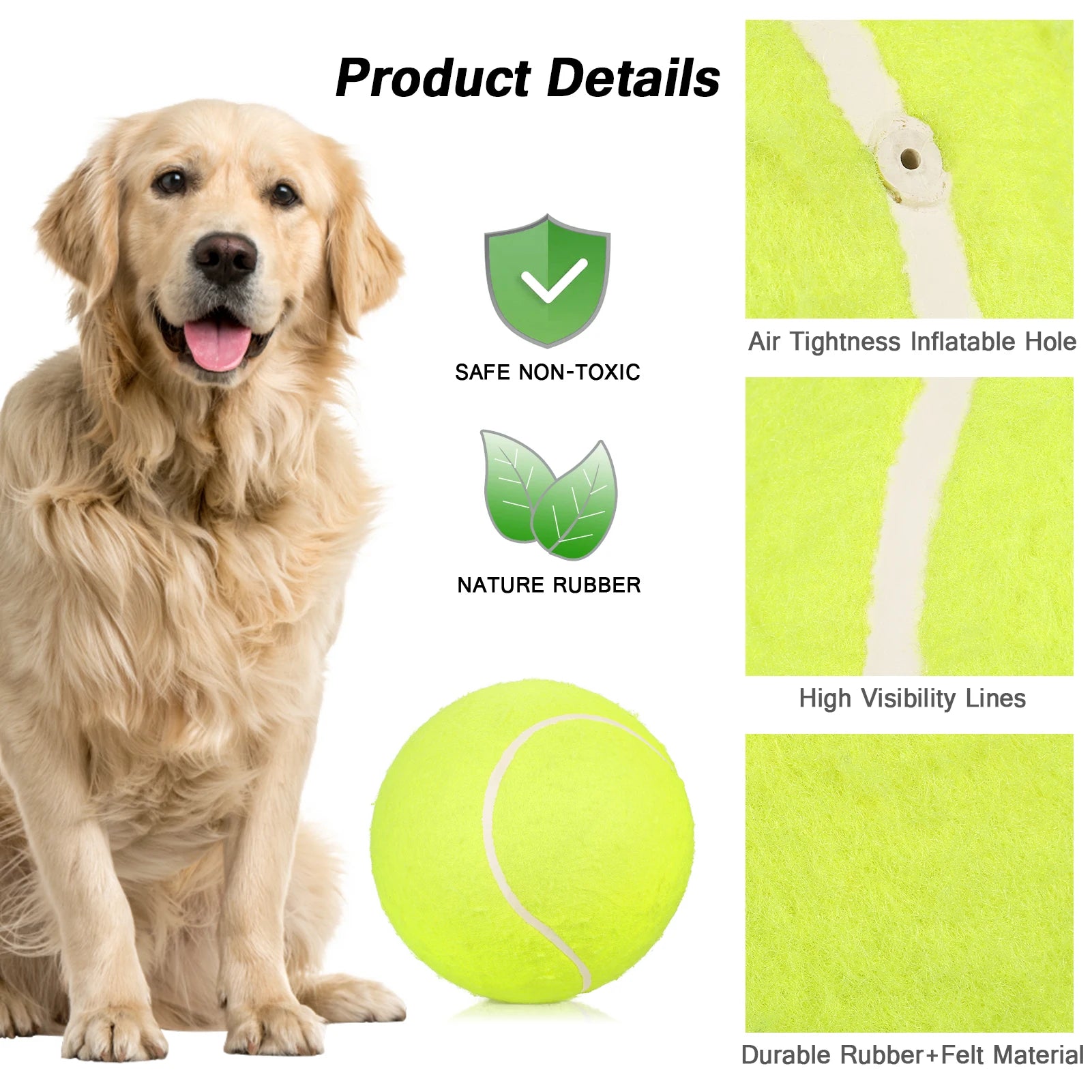 9.5 Inch Oversize Giant Tennis Balls Inflatable Tennis Ball Dog Toy Balls For Signature Children Adult Pets Dogs Cats Fun