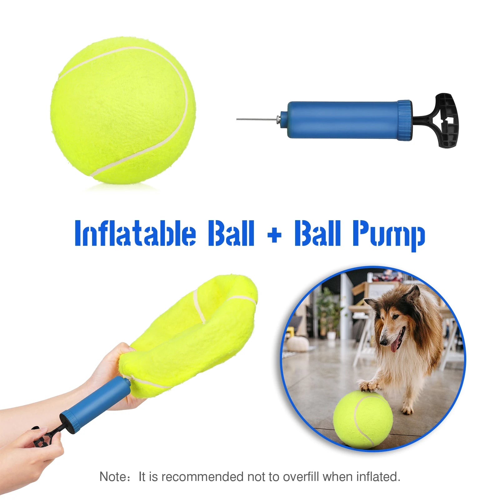 9.5 Inch Oversize Giant Tennis Balls Inflatable Tennis Ball Dog Toy Balls For Signature Children Adult Pets Dogs Cats Fun