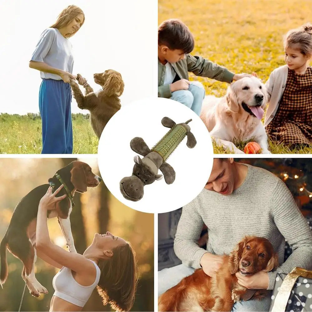 Stuffed Chew Dog Toys Animal Shaped Chewing Puppy Sound Squeaker Plush Self-Play Puppy Squeeze Grunting Dog Toy For Small Medium
