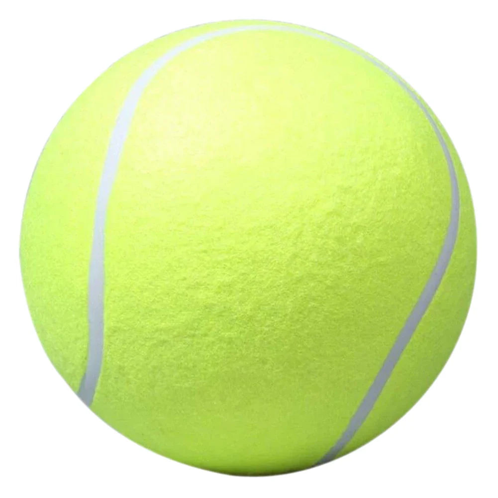 9.5 inch dog tennis ball, giant inflatable pet toy, rubber material, ideal for outdoor play and pet interaction.