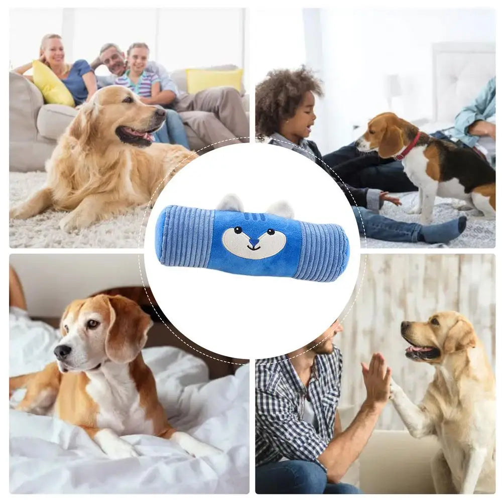 Puppy Chew Toys Plush Stuffed Animal Squeaky Toys Interactive Games Cylindrical Pillow Dog Squeakers Enrichment Pet Supplies For
