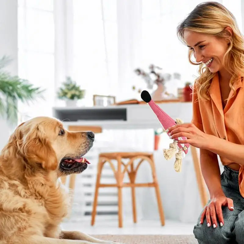 Pet Teething Toy Interactive Dog Chew Toy Cotton Rope Knot Dog Grinding Toys For Medium Dog Bite-Resistant Squeaky Dog Toy