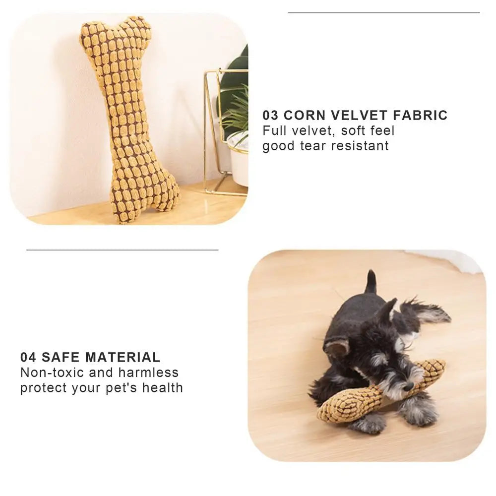 1pc Dog Squeaky Toys Bones Plush Dogs Chew Toy for Small Medium Breed Puppy Aggressive Chewer Pets Puppy Playing Cleaning Teeth
