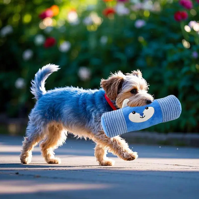 Puppy Chew Toys Plush Stuffed Animal Squeaky Toys Interactive Games Cylindrical Pillow Dog Squeakers Enrichment Pet Supplies For