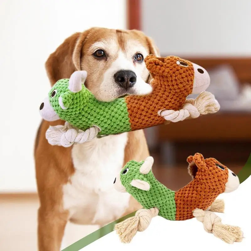 Cotton Rope Dog Chew Toy Pet Puppy Double Headed Tugging Cotton Toy Bull-Horse Head Figure For Small To Large Dogs Teeth