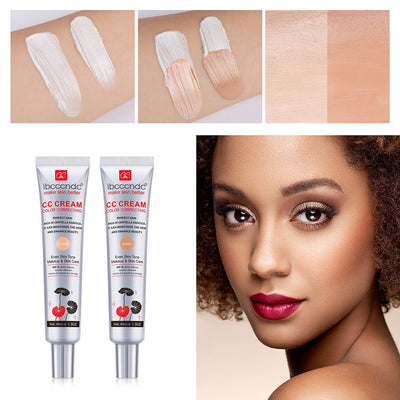Moisturizing correcting CC cream in light and dark shades with color-correcting formula and natural skin finish.