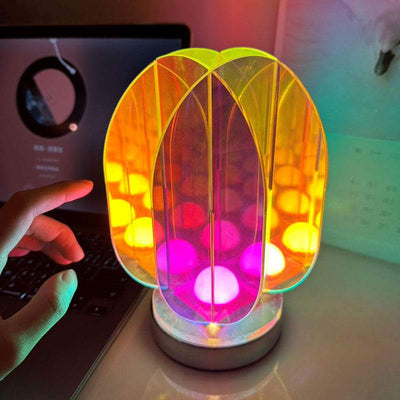 Colorful acrylic indoor soft decorative table lamp with warm LED lights on white base