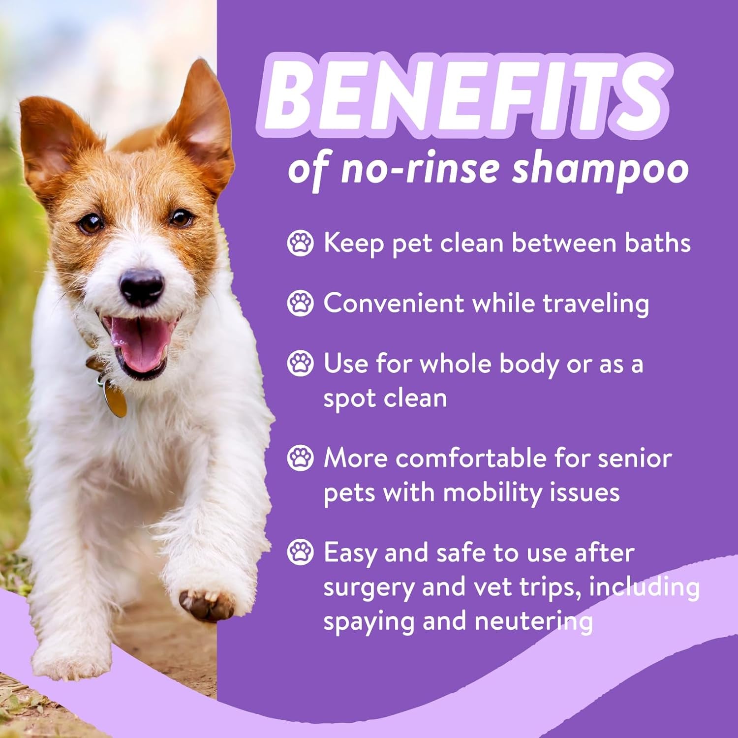 Waterless Shampoo - Natural Dry Shampoo for Dogs & Cats - Neutralizes Pet Odor - No Rinse Required - Made of Natural Extracts - Safe for Sensitive Skin - Made in USA - Lavender (8 Fl Oz)